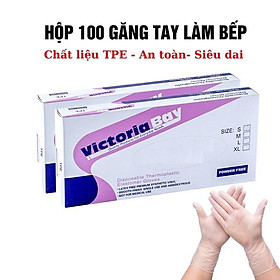 Mua Găng tay nấu ăn làm bếp siêu dai Victoria Bay hộp 100c chất liệu TPE không mùi an toàn với da tay