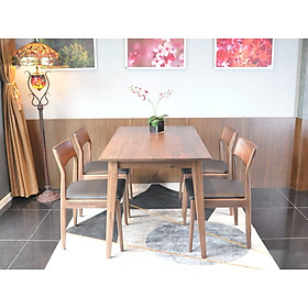 Mua Bộ bàn ghế ăn gia đình  bàn  ghế gỗ óc chó- bàn Marvel 1m25 và 4 ghế Spring