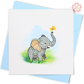 Thiệp Giấy Xoắn Nghệ Thuật - Chú Voi Con - Baby Elephant - Animals - 15 x 15 - VN2XM115E18NN