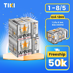 Combo 02 thùng Bia Sapporo Premium - 6 lon 650ml 