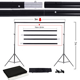 Bộ Phông Nền Chụp Ảnh Studio Đứng Với Túi Đựng Ghim Cài Và Phông Nền Không Dệt Trắng Đen Kích Thước 1.6m*3m Andoer