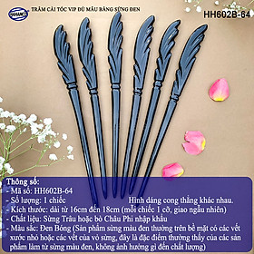 Trâm cài tóc bằng sừng hàng VIP màu đen (HH602B) đục khắc hình dễ thương/đủ loại kiểu dáng