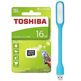 Thẻ nhớ MicroSDHC Toshiba M203 UHS-I U1 16GB 100MB/s (Đen) - Hàng chính hãng + Tặng Đèn Led