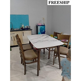 Mua Bộ bàn ăn gỗ cao su  mặt bàn giả đá sang trọng  cao cấp cho gia đình  chung cư  nhà hàng  khách sạn