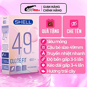 Bao cao su Shell Close Fit - Size 49mm, siêu mỏng, kéo dài thời gian - Hộp 10 cái