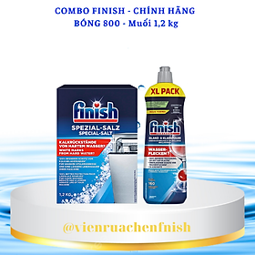 Combo Muối rửa bát finish 1.5kg + Nước làm bóng finish 750ml dùng cho Máy rửa bát chén ly