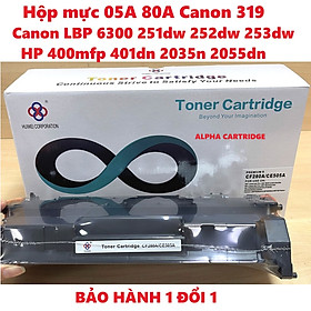 Hộp mực 80A cho Canon LBP 251dw 252dw 6300dn 6650DN 6670DN 6680X - HP P2035 2035N 2055D 2055DN HP Pro 400 M401d M401n M401dn M401dw M425dn 05A CRG 319 Hàng chính hãng Alpha Cartridge