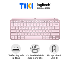 Bàn phím không dây Bluetooth Logitech MX Keys Mini - Nhỏ gọn, Sạc USB-C, Phím tắt thông minh, Có bản cho Mac - Hàng chính hãng