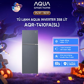 Freeship toàn quốc - Tủ lạnh ngăn đông trên Aqua 358L AQR-T410FA(SL) - Bảo hành 2 năm - Hàng chính hãng