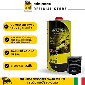 (HCM) Combo Eni Scooter MA2 5W40 1.2L + Lọc nhớt cho Vespa/Piaggio