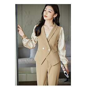 SÉT BỘ VEST PHỐI NÚT TAY VOAN CAO CẤP
