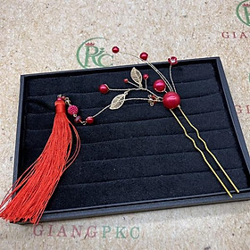 Trâm cài tóc cưới mẫu hot nhất 2022 quả lựu đỏ kết lá đuôi đỏ Giangpkc