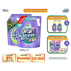 Combo Túi Nước Lau Sàn 3.6kg Ban Mai Thanh Mát + Túi Nước Giặt Xả MaxKleen 3.6kg Thiên Nhiên