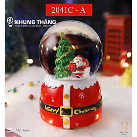 Quà Tặng Giáng Sinh - Quả Cầu Tuyết Phát Nhạc Ông Già Noel Và Người Tuyết - Siêu Dễ Thương - Tặng Pin - Size To Nhất