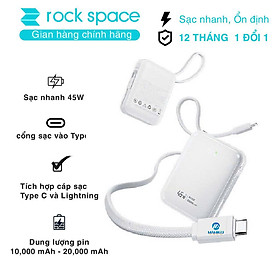 Pin sạc dự phòng ROCKSPACE C04 sạc nhanh 45W kèm dây sạc, dung lượng 10000mAh - hàng chính hãng có bảo hành