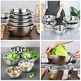 Mua Bộ Thau Rổ Inox Nhà Bếp 5 Món Bằng Inox Đủ Size Từ 18 - 26Cm Tiện Dụng  Dày Dặn