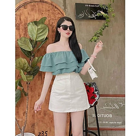B1302E52  Bộ CS Be bò Áo cổ K túi giả  Chân váy ôm gân hàn Thời trang  nữ Toson