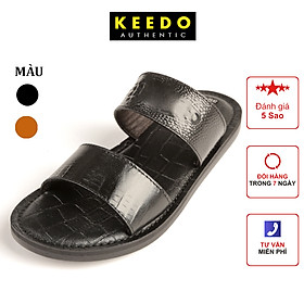 Dép Nam Cao Cấp Da Bò Vân Cá Sấu KEEDO KD7021