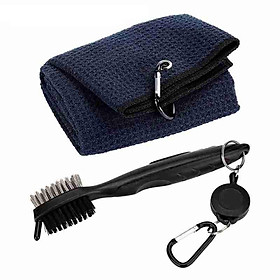 Microfiber Golf Towel Durable Golf Brush Tool Kit with Carabiner Clip Waffle Pattern Design Convenient Golf Cleaning
