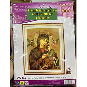 Mua Tranh thêu chữ thập Đức mẹ Maria LV3418  kích thước 45 x 55 cm  tranh thêu 3D