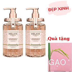 Combo 2 Chai Sữa Tắm Trắng Da Hoa Hồng Damask WEILAIYA Tặng Kèm Mặt Nạ Gạo MOI