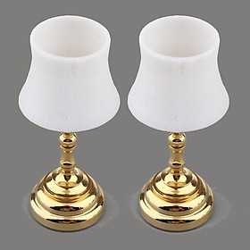 2x 1:12 Dollhouse Miniature Table Lamp LED light Battery Operated Lamp White