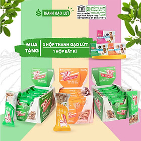 Combo 3 hộp thanh gạo lứt ngũ cốc Top Energy Bar hạt và chà bông, rong biển, trái cây 272g Nonglamfood