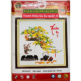 Mua Tranh thêu chữ thập Xuân như ý  tết sum vầy MN0253  kích thước 60 x 60 cm