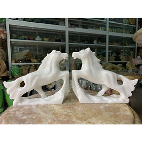 Mua Cặp Ngựa Đá Cẩm Thạch Trắng - cao 16cm  ngang 19cm