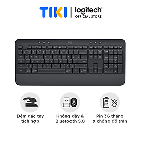 Bàn Phím Không Dây Logitech Signature K650 - Nhỏ gọn, gác tay tích hợp, tương thích Mac , Bluetooth & USB Bolt - Hàng chính hãng - Màu đen
