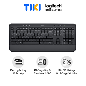 Bàn Phím Không Dây Logitech Signature K650 - Nhỏ gọn, gác tay tích hợp, tương thích Mac , Bluetooth & USB Bolt - Hàng chính hãng