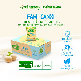 Thùng Sữa đậu nành Fami Canxi ít đường (200ml x 40 bịch)