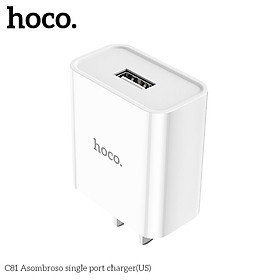 Cốc sạc Hoco C81 sạc nhanh 2.1A 1 cổng sạc USB chất liệu PVC an toàn dành cho iPhone Samsung Huawei Xiaomi Oppo