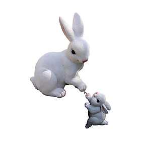 2 Pieces Garden Statues Rabbit Cute Resin Rabbit Animal Decor for Patio Home