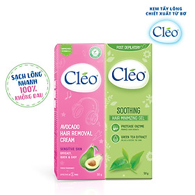 Bộ đôi Kem Tẩy Lông Cléo 50g dành cho da nhạy cảm và Gel Chậm Mọc Lông Cléo 50g