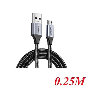 Ugreen UG60144US290TK 0.25M màu Đen Cáp sạc truyền dữ liệu USB 2.0 sang MICRO USB vỏ dây bọc lưới - HÀNG CHÍNH HÃNG