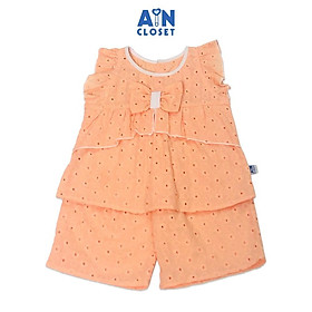 Bộ quần áo lửng bé gái họa tiết Nơ cam 2 tầng cotton thêu - AICDBGURIUAT - AIN Closet