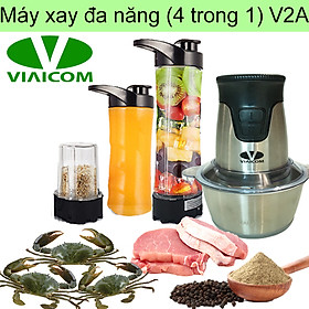 Máy xay đa năng gia đình 4 trong 1 VIAICOM V2A – Cối inox - Hàng chính hãng