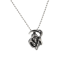 Fashion Women Skeleton Ghost Head Sickle Stainless Steel Necklace