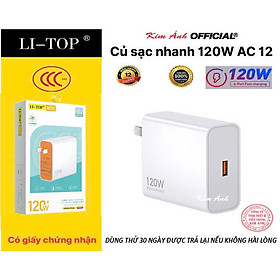 Mua Củ sạc nhanh 120W LI-TOP AC12  chứng nhận 3C tiêu chuẩn quốc gia  bảo hành hàng chính hãng 12 tháng  được dùng thử 30 ngày