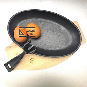 Mua Chảo Gang BÒ NÉ - BÍT TẾT - HÌNH OVAL nặng 1500G . Dĩa Chảo GANG CHỐNG DÍNH phục vụ các món tại bàn