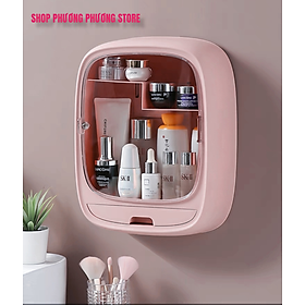 Mua ( HÀNG CAO CẤP ) TỦ KỆ ĐỰNG MỸ PHẨM CỬA MỞ NAM CHÂM KÍNH MIKA TRONG SUỐT treo tường không đục lỗ - TẶNG bấm móng tay đa năng