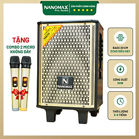 Hình ảnh Loa Kéo Karaoke Mini Bluetooth Nanomax S-8C Bass 2 Tấc 20cm Công Suất 50W Có Đọc USB Thẻ Nhớ Hàng Chính Hãng