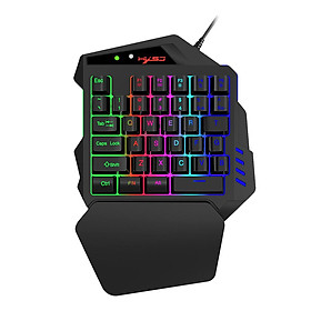 One Handed Keyboard, Wired 35 Keys LED Backlit Gaming Keyboard, Ergonomic Mini Single Handed Keypad with Wrist Rest, Built-in Keyboard Mouse Adapter