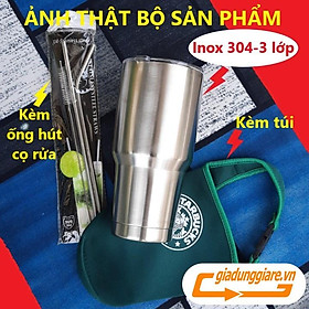 LY GIỮ NHIỆT Thái Lan 900ml (Kèm 2 Ống hút + 1 Cọ rửa + 1 Túi xách) Bình cốc cách nhiệt inox 304 cao cấp - giadunggiare