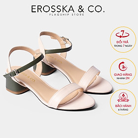 Giày sandal cao gót Erosska thời trang mũi tròn phối dây nhiều màu tinh tế cao 3cm EB019