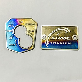 Bộ 2 tem Ổ Khóa + Nắp Dầu TiTan 3D gắn xe Sonic BẢO LONG RACING