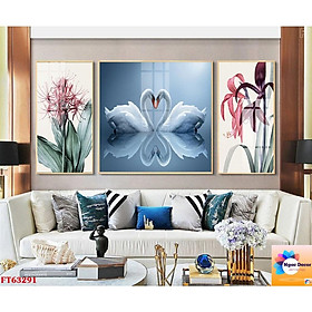 Tranh tráng gương combo 3 bức trang trí Decor phòng khách, phòng ngủ, phòng làm việc