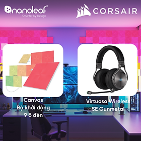 Mua  Nanoleaf x Corsair  Combo Đèn LED RGB Canvas Bộ khởi động và Tai nghe Virtuoso Wireless SE Gunmetal