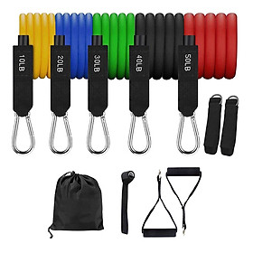 11Pcs Resistance Band Set Abs Trainer Exercise Fitness Workout Tube For